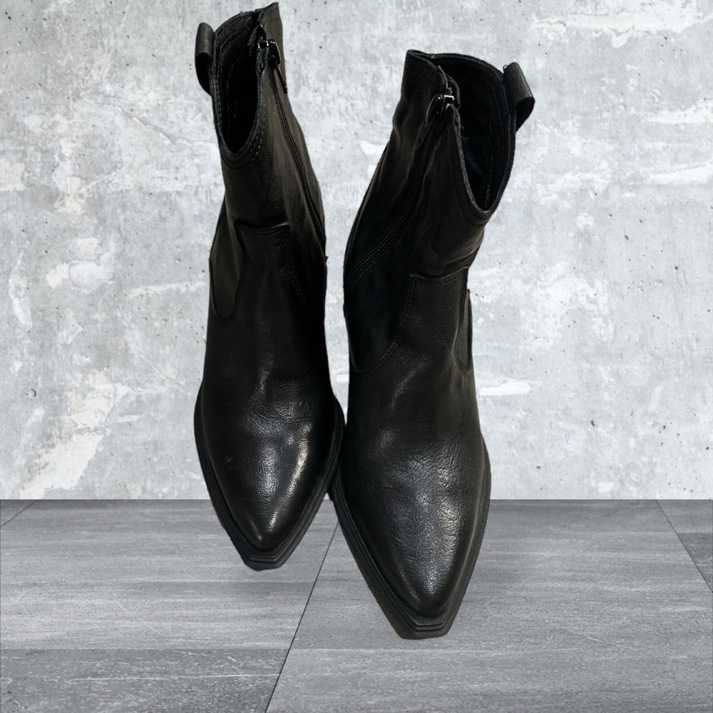 Italian Made Black Leather Booties